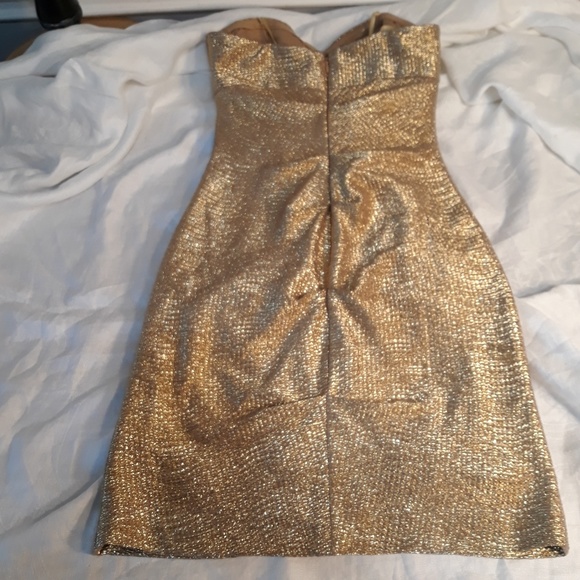 LOGAN/PAPELL STRAPLESS GOLD MINIDRESS-SZ 5/6 - Picture 3 of 8